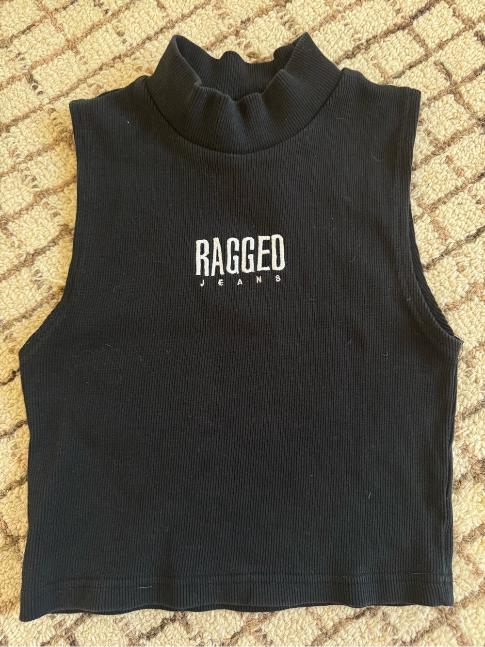 Ragged Jeans Black Ribbed Mock Neck Cropped Tank